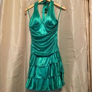 Halter Neck Green Dress